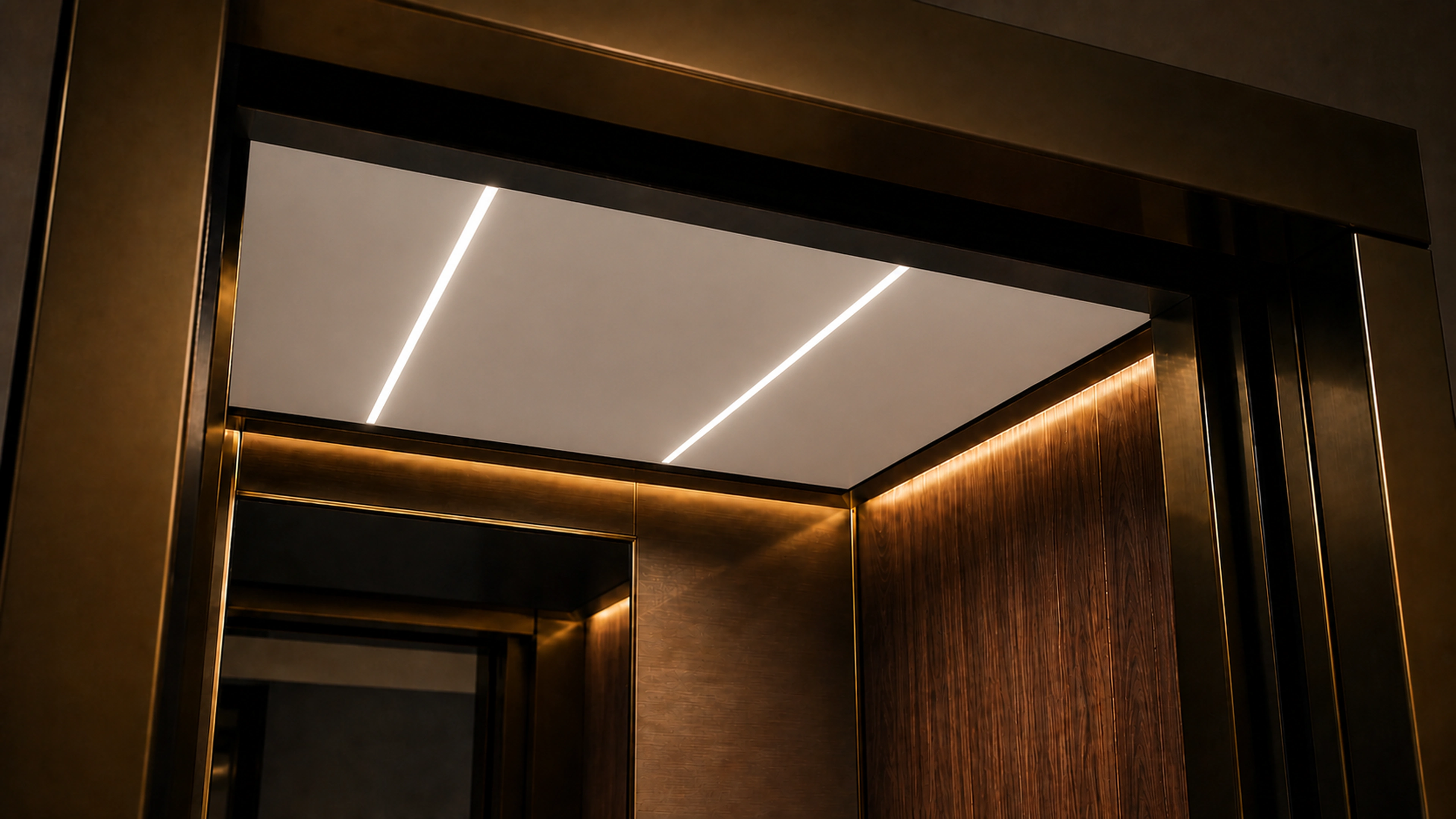 Linear LED Lightings ceiling treatment inside an Alto cabin